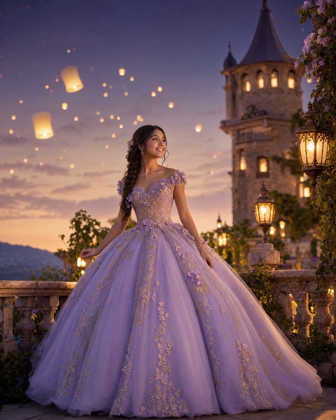 Portada de la invitación Rapunzel · Noche de Faroles